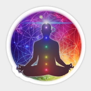 Colorful Cosmic Flower of Life Chakra Meditation Sticker